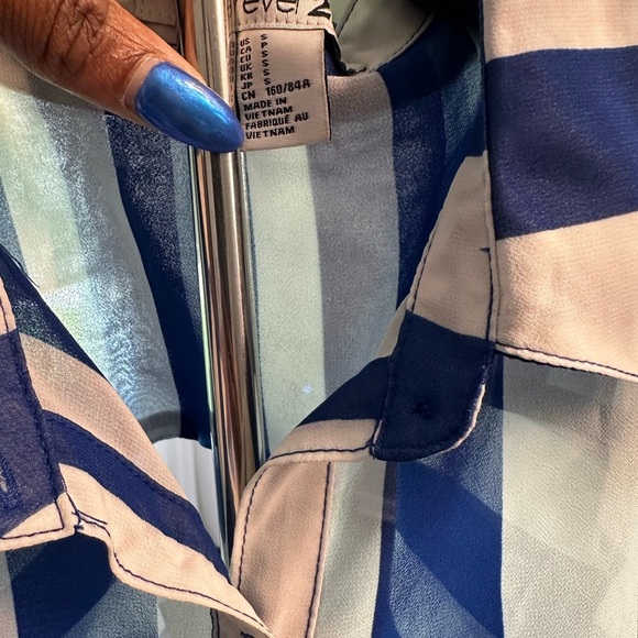 Striped Sheer Button-Up Blouse - Picture 4 of 4